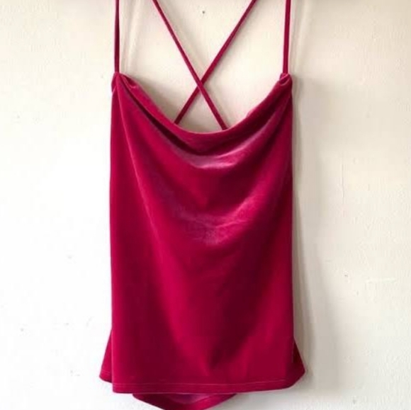 Express Tops - Express Pink Velvet Cowl Top